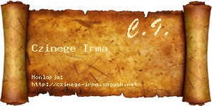 Czinege Irma névjegykártya